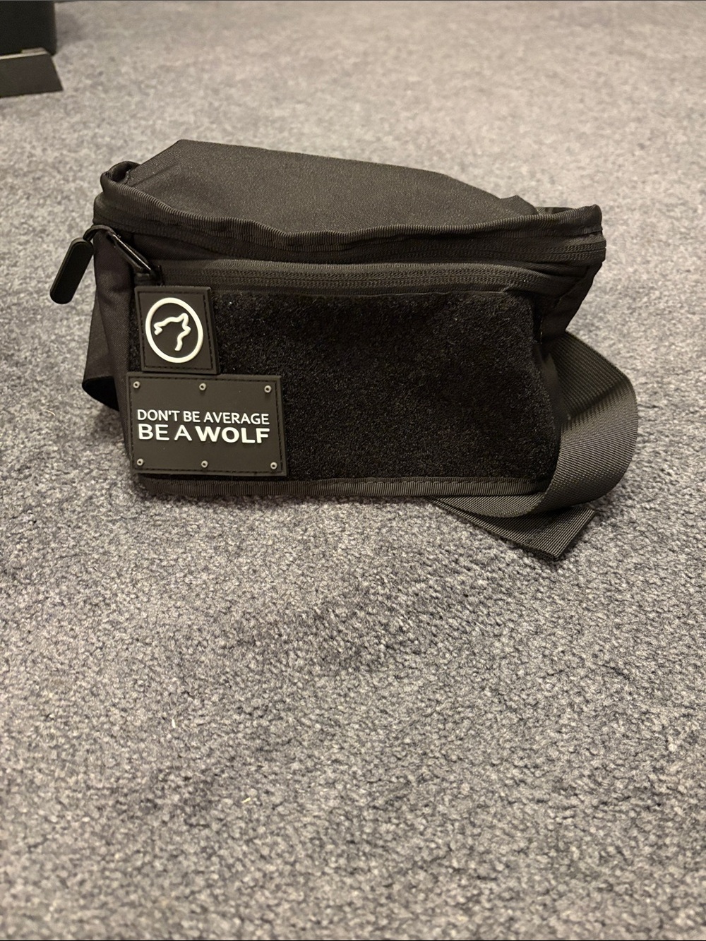 Don't Be Average Be A Wolf Black fanny pack